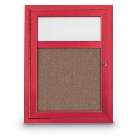 United Visual Products Slim Enclosed Corkboard, 30"x30", Bronze Alum Frame/Ultramarine UVEB3030-BRONZE-ULTMAR